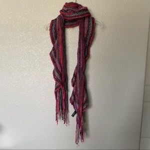 Mixit pink purple multi color ruffled and fringe oblong knit scarf